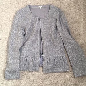 J Crew Peplum Grey Zipper Jacket Size M